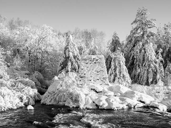 Factory Island in Royal River Park after Snow Storm